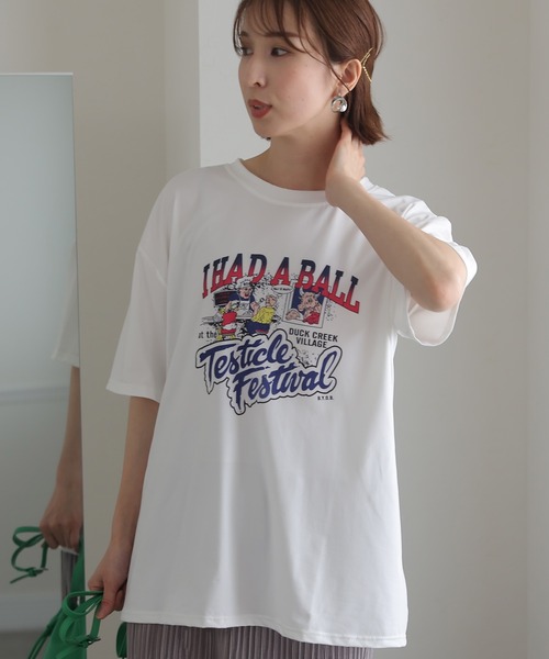 ElegChic(エレグシック)の「プリントTシャツ(Tシャツ/カットソー・レディース・ホワイト系その他3/グレー/ミント/ホワイト系その他4/ホワイト/ホワイト系その他2/ブラック系その他/ホワイト系その他/ブラック・FREE)」の3枚目の写真