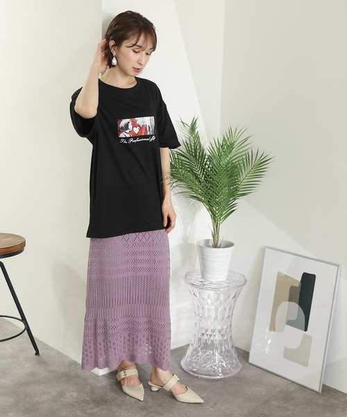 ElegChic(エレグシック)の「プリントTシャツ(Tシャツ/カットソー・レディース・ホワイト系その他3/グレー/ミント/ホワイト系その他4/ホワイト/ホワイト系その他2/ブラック系その他/ホワイト系その他/ブラック・FREE)」の13枚目の写真