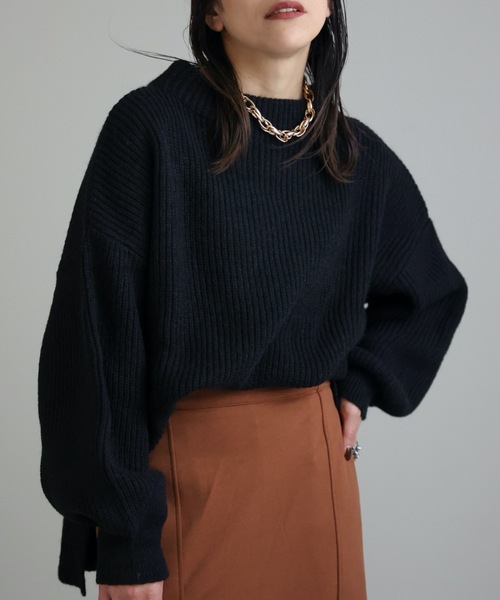 セール】ボリュームスリーブゆるニットプルオーバー（ニット/セーター