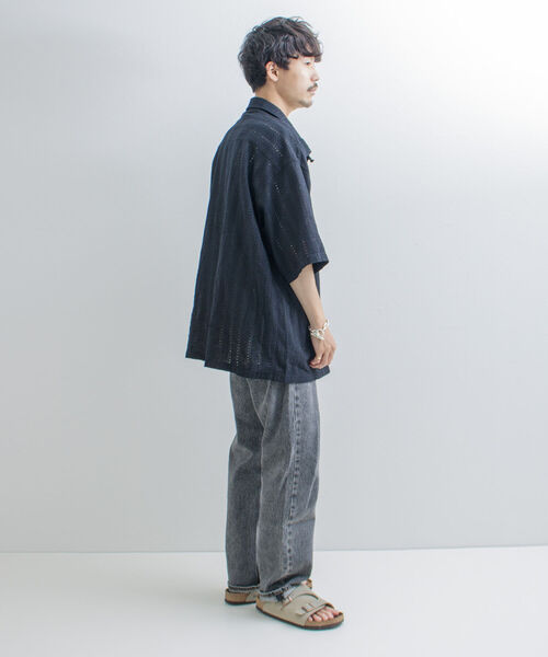 GLOSTER(グロスター)の「【GLOSTER/グロスター】レース織チャイナシャツ 透かし編み レースシャツ メッシュ(シャツ/ブラウス・メンズ・ブラック/ダークグリーン/オフホワイト・M/L)」の22枚目の写真