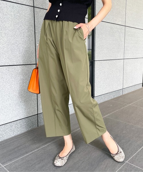 StyleSea(スタイルシー)の「クールタッチセンタータックストレッチストレートパンツ(スラックス・レディース・ブラック/ベージュ/カーキ/ピンク・FREE)」の4枚目の写真