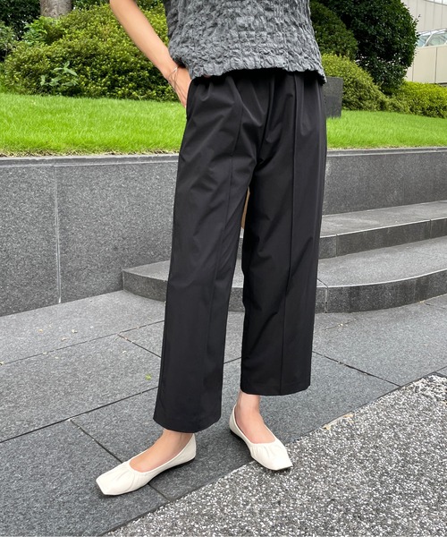 StyleSea(スタイルシー)の「クールタッチセンタータックストレッチストレートパンツ(スラックス・レディース・ブラック/ベージュ/カーキ/ピンク・FREE)」の3枚目の写真