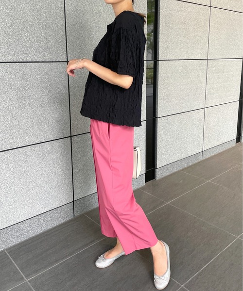 StyleSea(スタイルシー)の「クールタッチセンタータックストレッチストレートパンツ(スラックス・レディース・ブラック/ベージュ/カーキ/ピンク・FREE)」の7枚目の写真