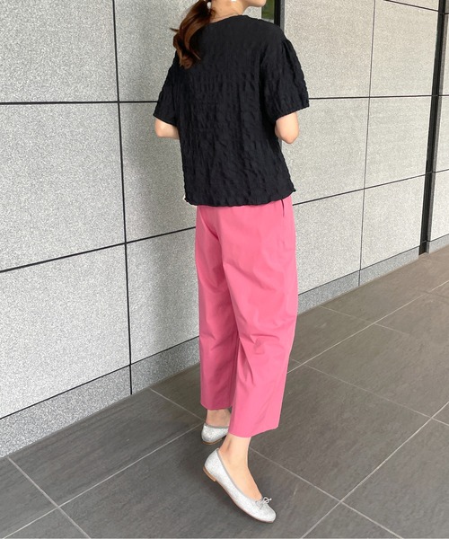 StyleSea(スタイルシー)の「クールタッチセンタータックストレッチストレートパンツ(スラックス・レディース・ブラック/ベージュ/カーキ/ピンク・FREE)」の9枚目の写真