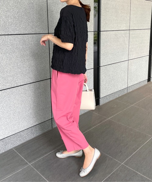 StyleSea(スタイルシー)の「クールタッチセンタータックストレッチストレートパンツ(スラックス・レディース・ブラック/ベージュ/カーキ/ピンク・FREE)」の10枚目の写真