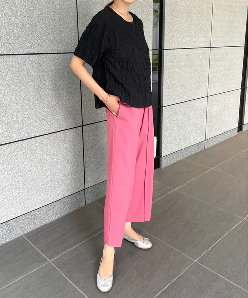 StyleSea(スタイルシー)の「クールタッチセンタータックストレッチストレートパンツ(スラックス・レディース・ブラック/ベージュ/カーキ/ピンク・FREE)」の11枚目の写真