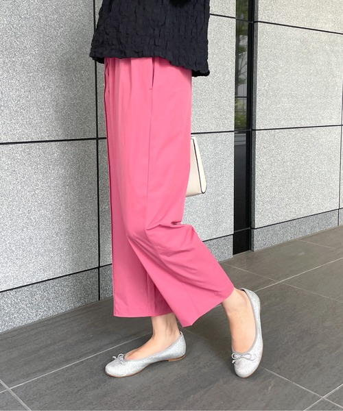 StyleSea(スタイルシー)の「クールタッチセンタータックストレッチストレートパンツ(スラックス・レディース・ブラック/ベージュ/カーキ/ピンク・FREE)」の13枚目の写真
