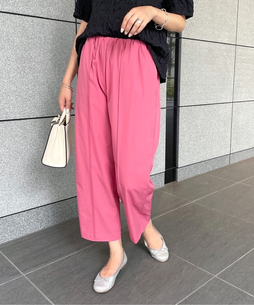 StyleSea(スタイルシー)の「クールタッチセンタータックストレッチストレートパンツ(スラックス・レディース・ブラック/ベージュ/カーキ/ピンク・FREE)」の14枚目の写真