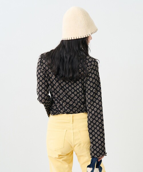 FREAK'S STORE（フリークスストア）の「フラワーストレッチロンT（Tシャツ/カットソー・レディース・チャコールグレー/ブラック/ブラウン/オフホワイト/グリーン・ﾌﾘ-）」の21枚目の写真