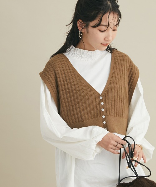 CRAFT STANDARD BOUTIQUE（クラフトスタンダードブティック）の「2WAY ニットベスト　＊◆（ベスト・レディース・ブラック/パープル/ダークグレー/キャメル・FREE）」の4枚目の写真