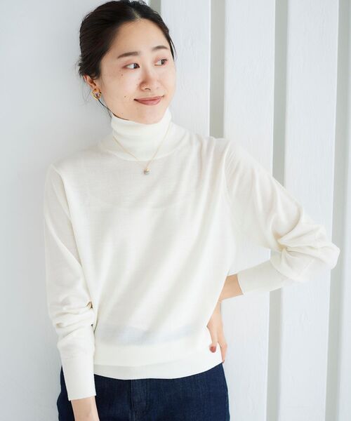 le.coeur blanc(ルクールブラン)の「ウォッシャブルウールハイネックプルオーバー(ニット/セーター・レディース・オフホワイト/ピンク/ブルー/ブラック・38)」の12枚目の写真