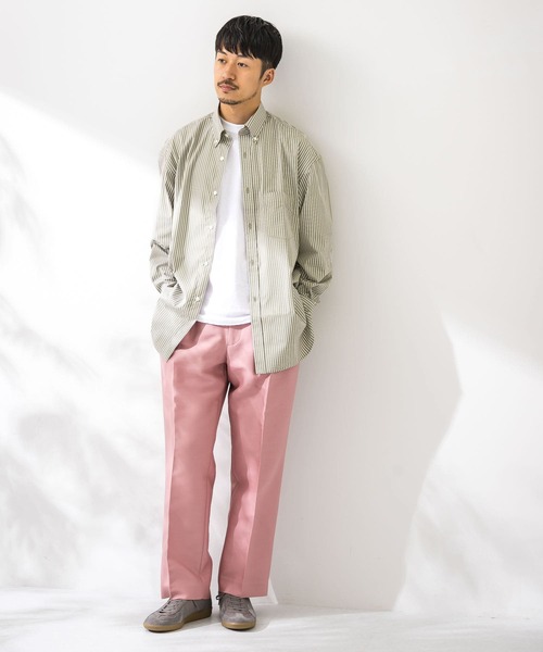 URBAN RESEARCH(アーバンリサーチ)の「カラーストライプルーズB.Dシャツ(シャツ/ブラウス・メンズ・ライトカーキ/バーガンディー・MEDIUM/LARGE)」の5枚目の写真