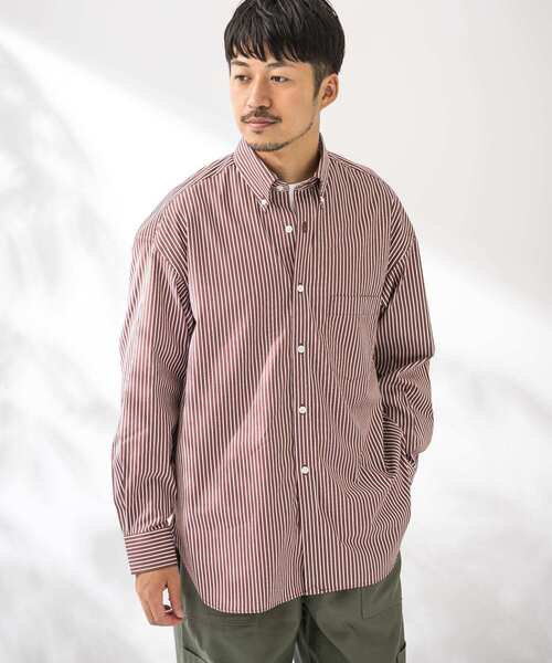 URBAN RESEARCH(アーバンリサーチ)の「カラーストライプルーズB.Dシャツ(シャツ/ブラウス・メンズ・ライトカーキ/バーガンディー・MEDIUM/LARGE)」の12枚目の写真