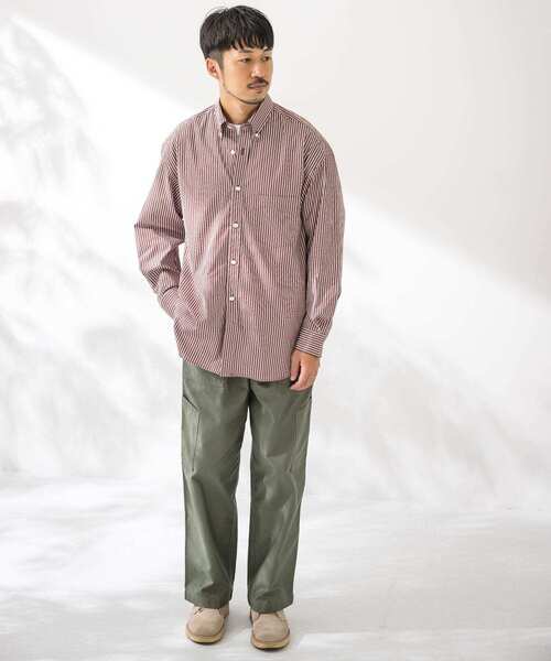 URBAN RESEARCH(アーバンリサーチ)の「カラーストライプルーズB.Dシャツ(シャツ/ブラウス・メンズ・ライトカーキ/バーガンディー・MEDIUM/LARGE)」の14枚目の写真