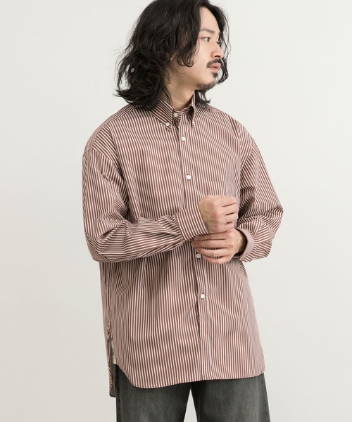 URBAN RESEARCH(アーバンリサーチ)の「カラーストライプルーズB.Dシャツ(シャツ/ブラウス・メンズ・ライトカーキ/バーガンディー・MEDIUM/LARGE)」の16枚目の写真