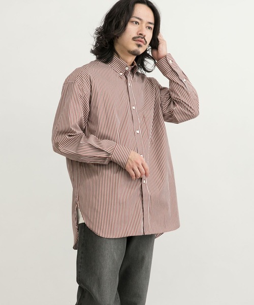 URBAN RESEARCH(アーバンリサーチ)の「カラーストライプルーズB.Dシャツ(シャツ/ブラウス・メンズ・ライトカーキ/バーガンディー・MEDIUM/LARGE)」の17枚目の写真