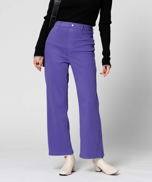 HONEYSUCKLE ROSE（ハニーサックルローズ）の「【HONEYSUCKLE ROSE】「nobee」レギンスフレアパンツ（スラックス・レディース・ブラック/ブルー/レッド/パープル/イエロー/グリーン/ピンク/ライラック/ターコイズブルー・S/L/M/XS）」の6枚目の写真