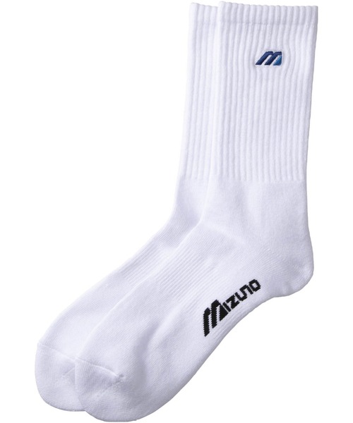 MIZUNO SPORTS STYLE（ミズノスポーツスタイル）の「Ｍワッペンソックス　［ユニセックス］（ソックス/靴下・メンズ・ホワイト/ブラック・25-27CM/22-24cm）」の2枚目の写真
