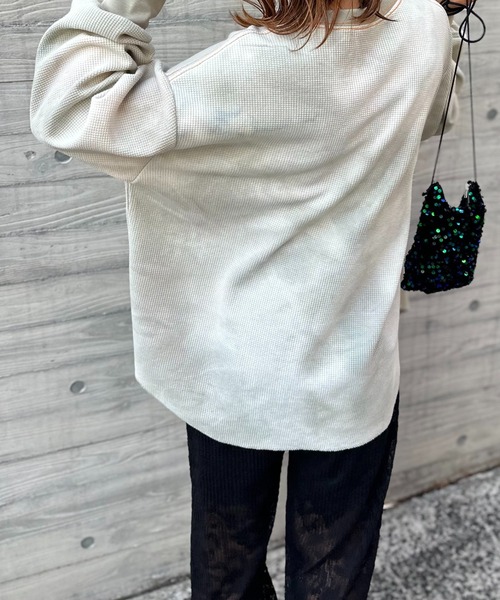 LS COLOR STITCH EMB WAFFLE T-SHIRT／カラーステッチ刺繍ワッフルTシ LS COLOR STITCH EMB WAFFLE T-SHIRT/カラーステッチ刺繍