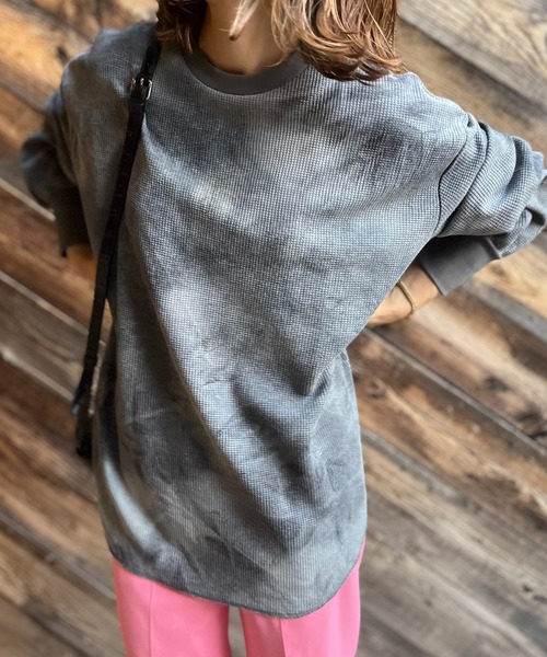 LS COLOR STITCH EMB WAFFLE T-SHIRT／カラーステッチ刺繍ワッフルTシ LS COLOR STITCH EMB WAFFLE T-SHIRT/カラーステッチ刺繍