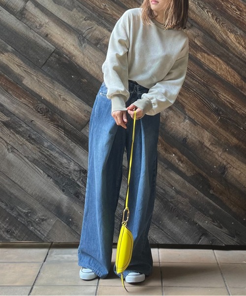 mi via loca（ミヴィアロカ）の「ワッフルタイダイ配色ステッチロンT（Tシャツ/カットソー・レディース・パープル/グリーン/スミクロ/ブラウン/カーキ/ブラウン系その他/カーキ系1/グリーン系その他・FREE）」の16枚目の写真