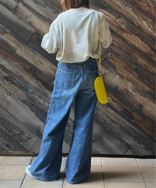 mi via loca（ミヴィアロカ）の「ワッフルタイダイ配色ステッチロンT（Tシャツ/カットソー・レディース・パープル/グリーン/スミクロ/ブラウン/カーキ/ブラウン系その他/カーキ系1/グリーン系その他・FREE）」の20枚目の写真