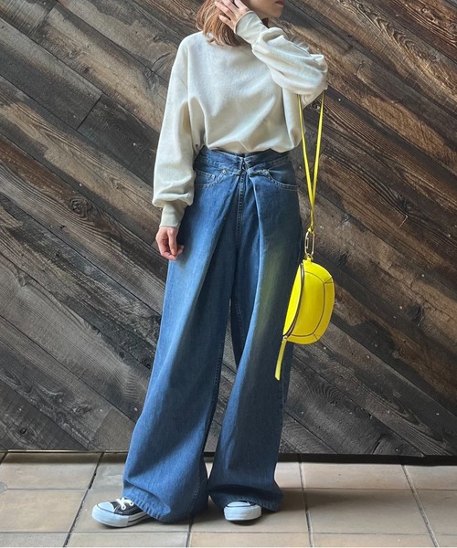 mi via loca（ミヴィアロカ）の「ワッフルタイダイ配色ステッチロンT（Tシャツ/カットソー・レディース・パープル/グリーン/スミクロ/ブラウン/カーキ/ブラウン系その他/カーキ系1/グリーン系その他・FREE）」の17枚目の写真