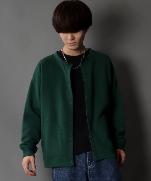 SITRY(シトリー)の「Big silhouette sweat cardigan / ビッグシルエット 裏起毛 スウェット クルーネック カーディガン(カーディガン/ボレロ・メンズ・ブラック/ダークグリーン/ネイビー/杢グレー/ロイヤルブルー・M/L)」の18枚目の写真