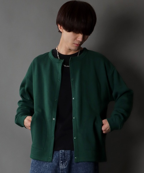 SITRY(シトリー)の「Big silhouette sweat cardigan / ビッグシルエット 裏起毛 スウェット クルーネック カーディガン(カーディガン/ボレロ・メンズ・ブラック/ダークグリーン/ネイビー/杢グレー/ロイヤルブルー・M/L)」の16枚目の写真