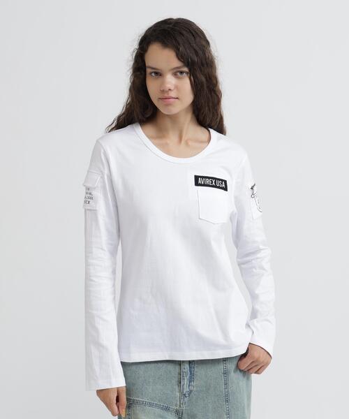 AVIREX(アヴィレックス)の「《価格改定商品》FATIGUE L/S T-SHIRT/ ファティーグロングスリーブTシャツ(Tシャツ/カットソー・メンズ・ホワイト/ブラック/ネイビー/その他3/ブラック系その他2/オリーブ系・S/M/L)」の2枚目の写真