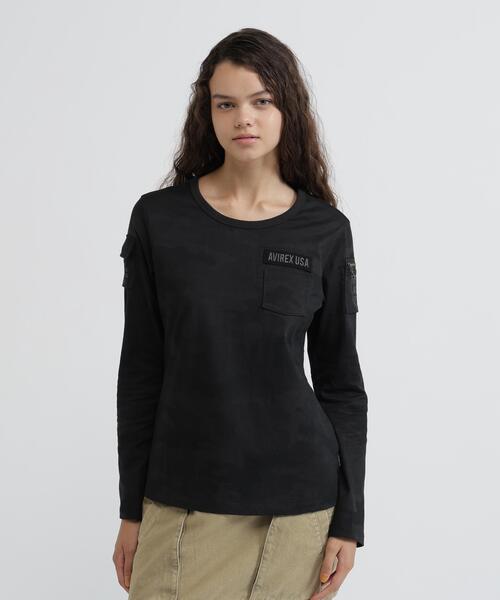 AVIREX(アヴィレックス)の「《価格改定商品》FATIGUE L/S T-SHIRT/ ファティーグロングスリーブTシャツ(Tシャツ/カットソー・メンズ・ホワイト/ブラック/ネイビー/その他3/ブラック系その他2/オリーブ系・S/M/L)」の3枚目の写真