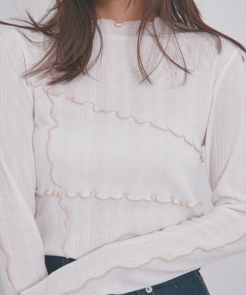 N WITH.(エヌウィズ)の「メローテレコカットソー(Tシャツ/カットソー・レディース・モカ/ベージュ系その他/ホワイト・F)」の5枚目の写真