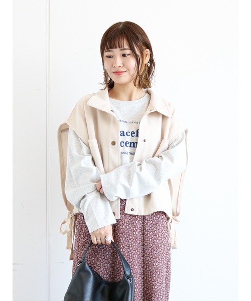 ehka sopo(エヘカソポ)の「サイドリボンスタンドネックベスト(ベスト・レディース・ブラック/グリーン/キナリ・フリ-)」の12枚目の写真