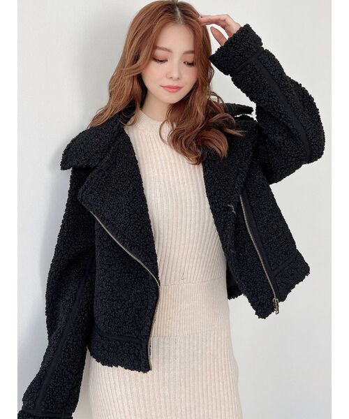 RESEXXY（リゼクシー）の「ボアライダースブルゾン（ブルゾン・レディース・アイボリー/ブラック/モカ・FREE）」の6枚目の写真