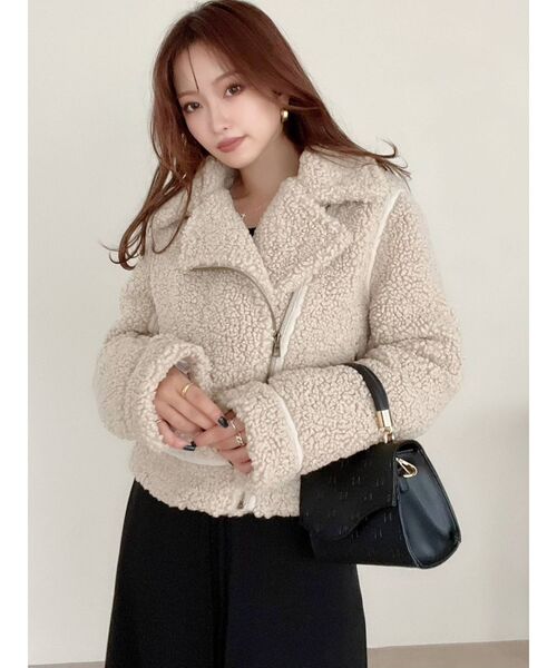 RESEXXY（リゼクシー）の「ボアライダースブルゾン（ブルゾン・レディース・アイボリー/ブラック/モカ・FREE）」の9枚目の写真