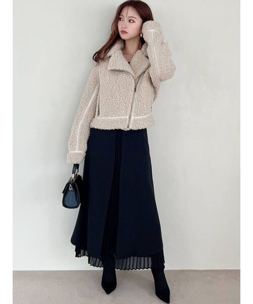 RESEXXY（リゼクシー）の「ボアライダースブルゾン（ブルゾン・レディース・アイボリー/ブラック/モカ・FREE）」の11枚目の写真