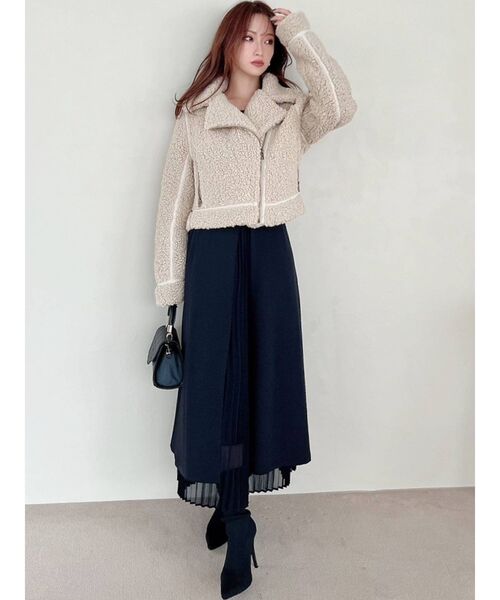 RESEXXY（リゼクシー）の「ボアライダースブルゾン（ブルゾン・レディース・アイボリー/ブラック/モカ・FREE）」の13枚目の写真