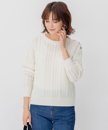 23区（ニジュウサンク）の「【洗える】ウールコード 肩ボタンケーブル柄 ニット（ニット/セーター）」