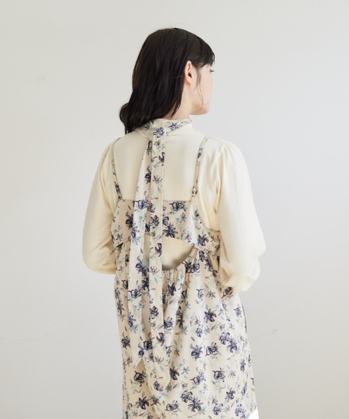 idem(イデム)の「flower velours onepiece/フラワーベロアキャミワンピース(ワンピース・レディース・ブラウン/ネイビー/アイボリー・FREE)」の5枚目の写真