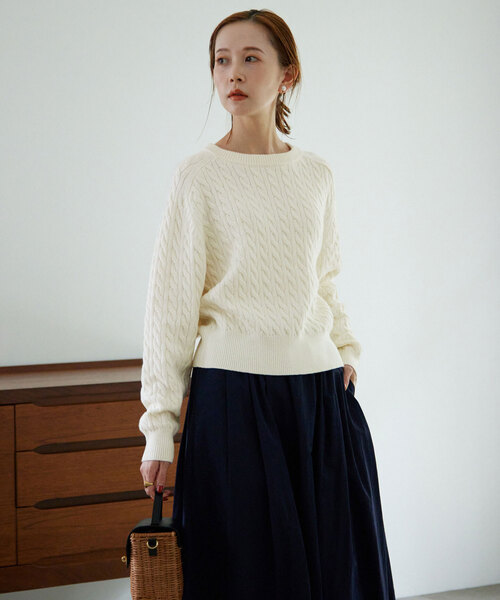 SLOBE IENA（スローブイエナ）の「コットンカシミヤミニケーブルニット