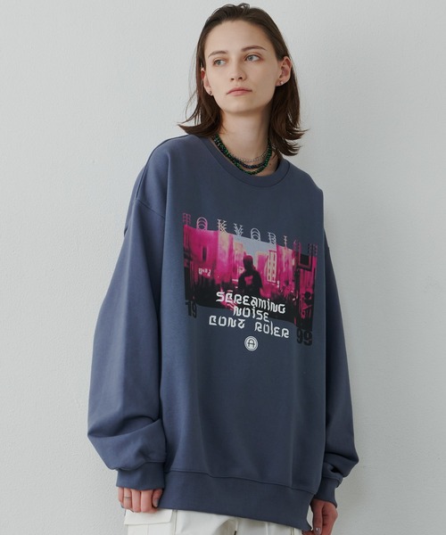 AIVER(アイバー)の「AIVER スクリームスウェット(スウェット・メンズ・グレイッシュブルー/ブラック・LARGE/SMALL/MEDIUM)」の2枚目の写真