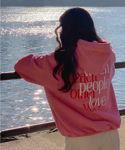 SONA（ソナ）の「SONYUNARA 英文プリントフード起毛パーカー（パーカー・レディース・ピンク/霜降りグレー/チャコールグレー・FREE）」の16枚目の写真