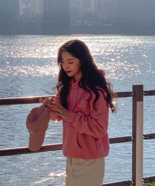 SONA（ソナ）の「SONYUNARA 英文プリントフード起毛パーカー（パーカー・レディース・ピンク/霜降りグレー/チャコールグレー・FREE）」の10枚目の写真