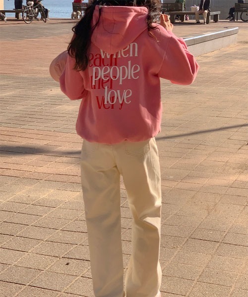 SONA（ソナ）の「SONYUNARA 英文プリントフード起毛パーカー（パーカー・レディース・ピンク/霜降りグレー/チャコールグレー・FREE）」の9枚目の写真