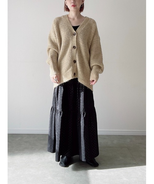 Yucca（ユッカ）の「カラーミックスカーディガン（MEKKE　低身長向け）（カーディガン/ボレロ・レディース・イエロー×グリーン/オフホワイト/パープル・FREE）」の5枚目の写真