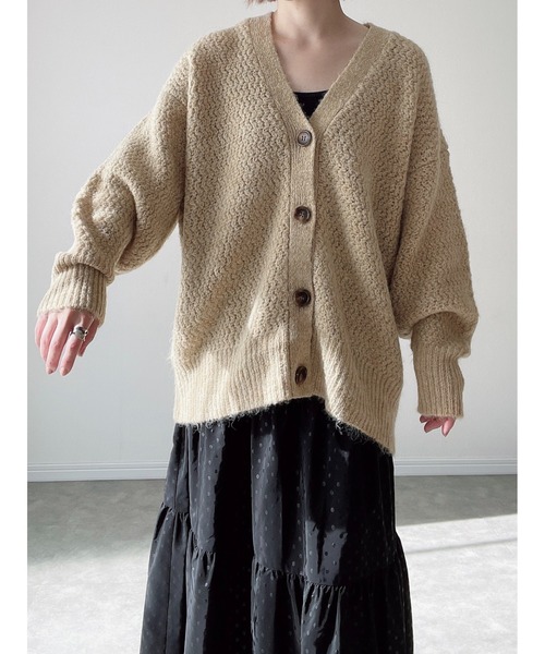 Yucca（ユッカ）の「カラーミックスカーディガン（MEKKE　低身長向け）（カーディガン/ボレロ・レディース・イエロー×グリーン/オフホワイト/パープル・FREE）」の6枚目の写真