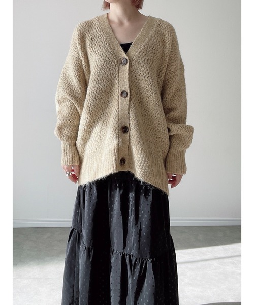 Yucca（ユッカ）の「カラーミックスカーディガン（MEKKE　低身長向け）（カーディガン/ボレロ・レディース・イエロー×グリーン/オフホワイト/パープル・FREE）」の8枚目の写真