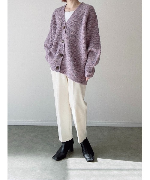 Yucca（ユッカ）の「カラーミックスカーディガン（MEKKE　低身長向け）（カーディガン/ボレロ・レディース・イエロー×グリーン/オフホワイト/パープル・FREE）」の12枚目の写真