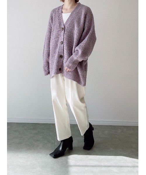 Yucca（ユッカ）の「カラーミックスカーディガン（MEKKE　低身長向け）（カーディガン/ボレロ・レディース・イエロー×グリーン/オフホワイト/パープル・FREE）」の14枚目の写真