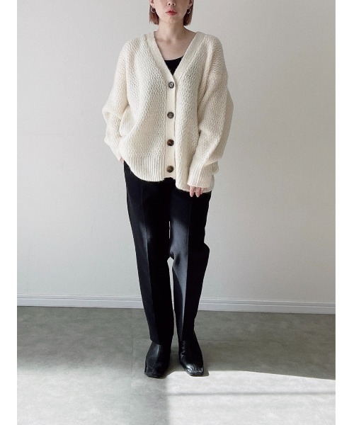 Yucca（ユッカ）の「カラーミックスカーディガン（MEKKE　低身長向け）（カーディガン/ボレロ・レディース・イエロー×グリーン/オフホワイト/パープル・FREE）」の19枚目の写真